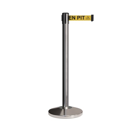 Montour Line Stanchion Belt Barrier Pol.Steel Post 11ft. Open.Belt ES400-PS-BEWARYB-110